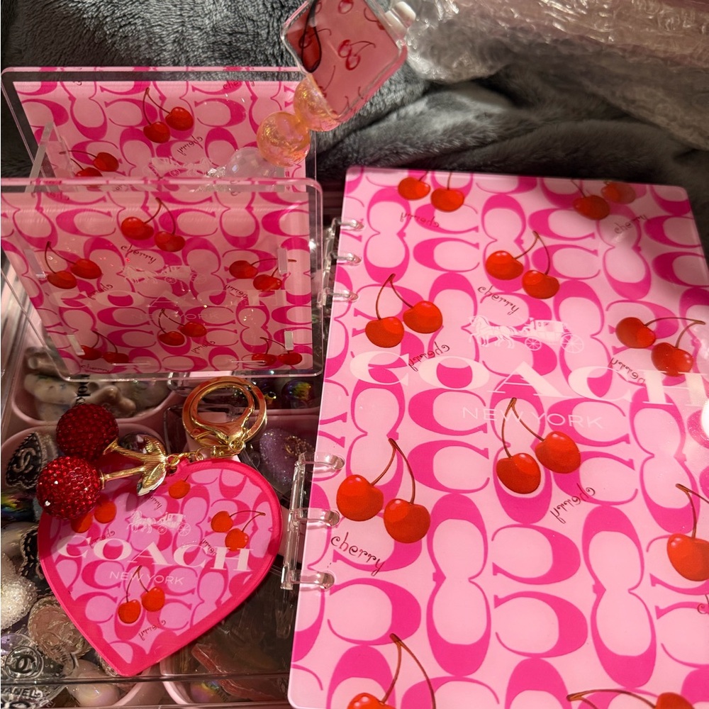 Pink and Red Cherry Pattern Notebook Set @sfbazil… - image 1